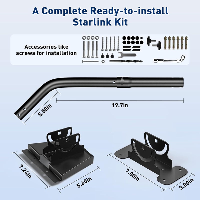 WTPGTI Starlink Gen 3 Mount, Lengthening 360° Adjustable Starlink Mounting Kit Compatible with V3 Standard Dish, Wall Mount/Roof for Starlink Internet Kit Satellite - Image 5
